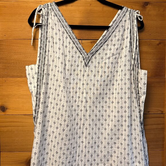 LOFT White and Black V Neck Sleeveless Top - L - Picture 1 of 5